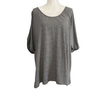 Womens Gray Flowy Cold Shoulder Minimalist Top W/ Back Tie Detail Shein Curve4XL